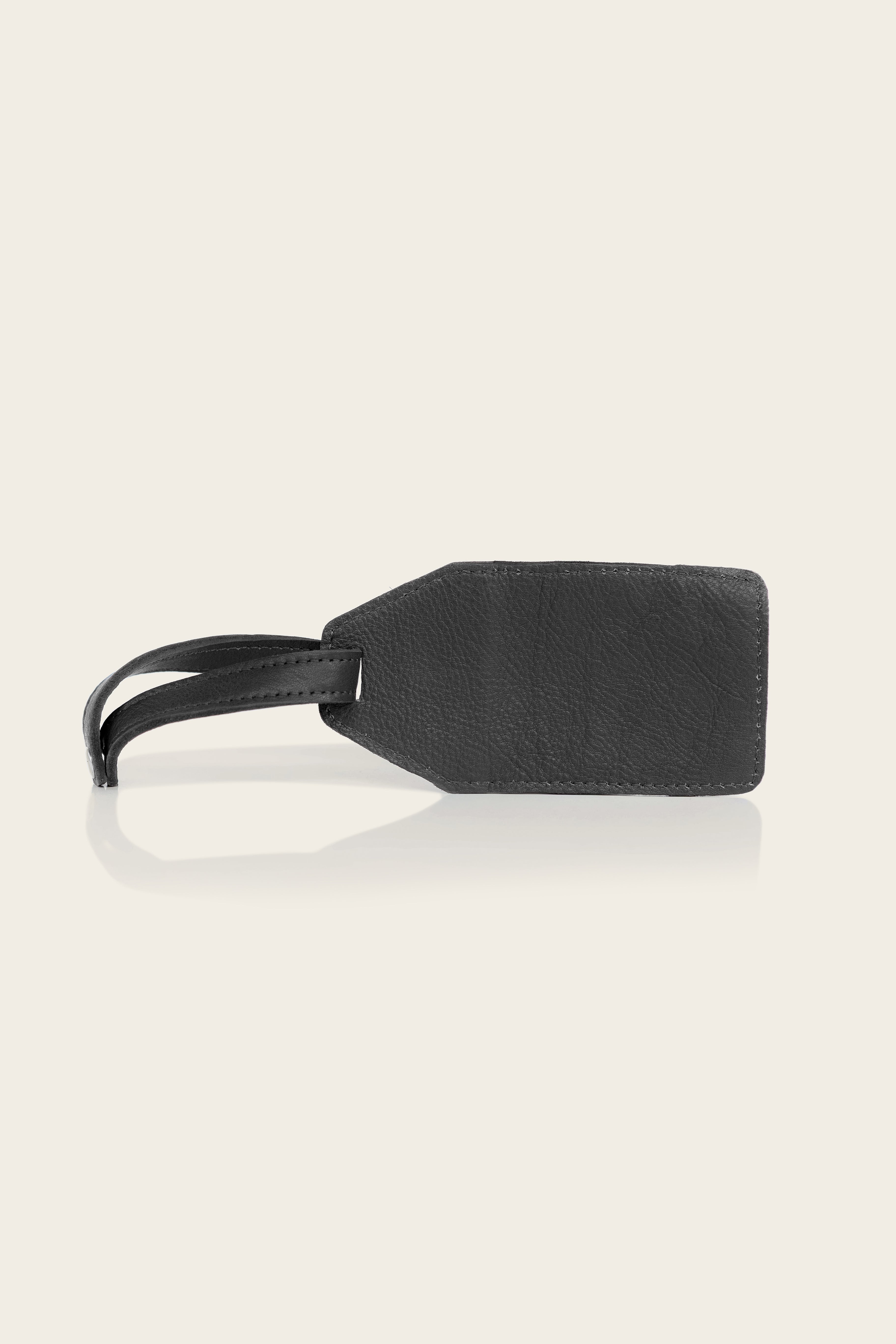 Luggage Tag - Black Leather