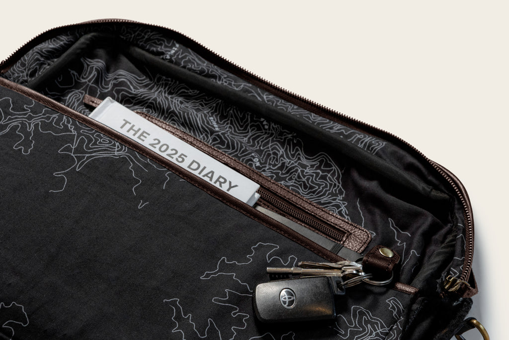 Honest wolf wool taupe satchel interior product
