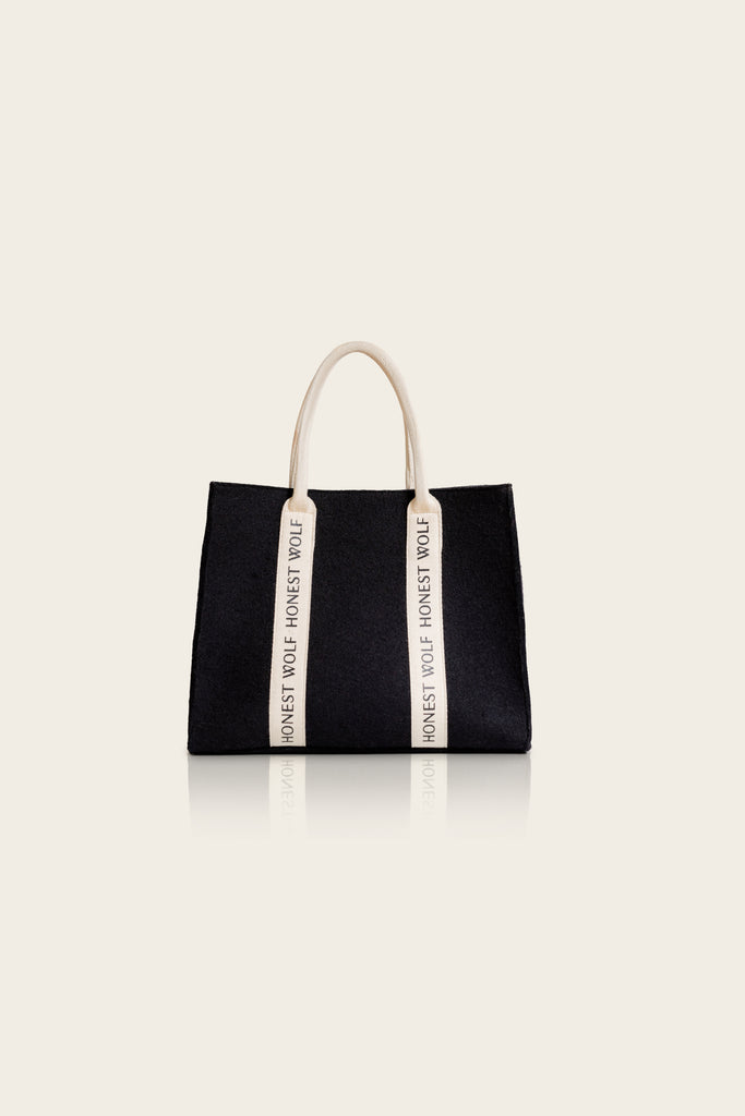 Honest Wolf black and cream wool heritage tote product