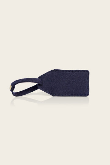 honest wolf navy wool felt luggage tag product