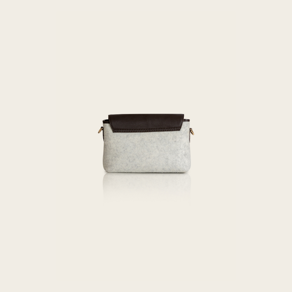 honest wolf taupe grey wool crossbody product