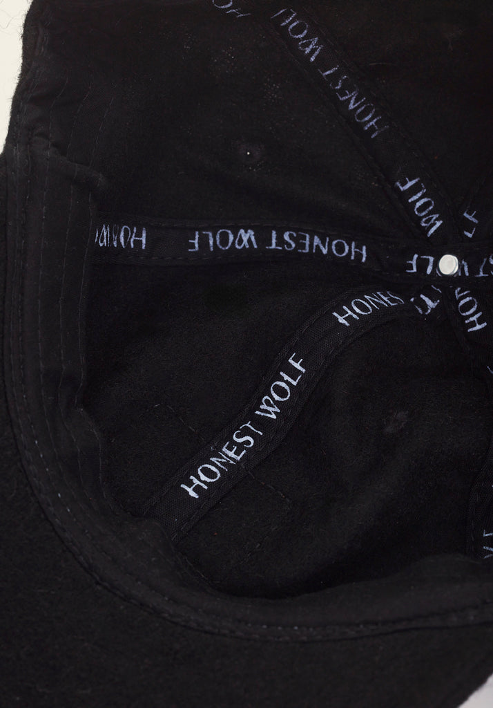 Honest Wolf black wool leather legacy cap product 
