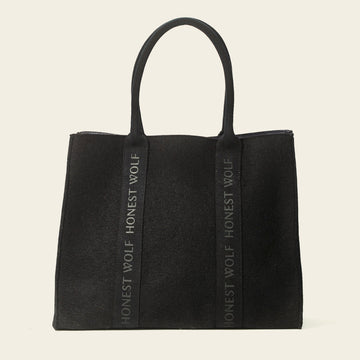 Honest Wolf black wool heritage tote bag product