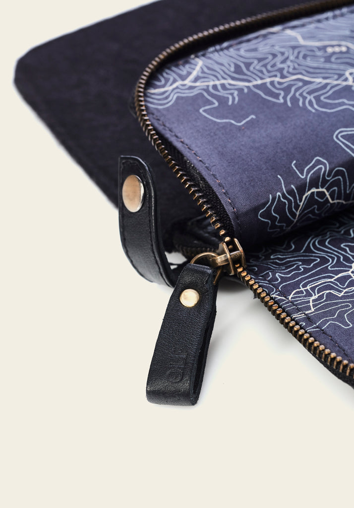 Honest wolf black wool laptop sleeve black leather product