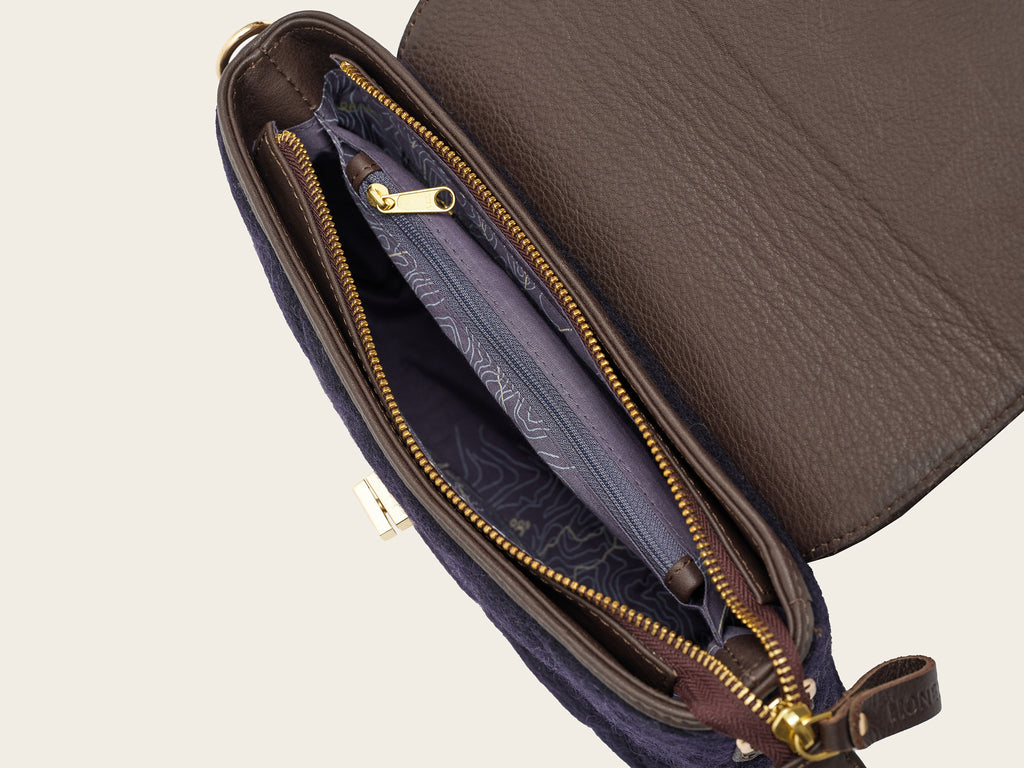 honest wolf wool navy quilted crossbody bag  product