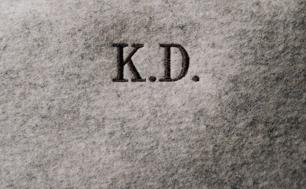 Honest wolf wool taupe lifestyle embroidery