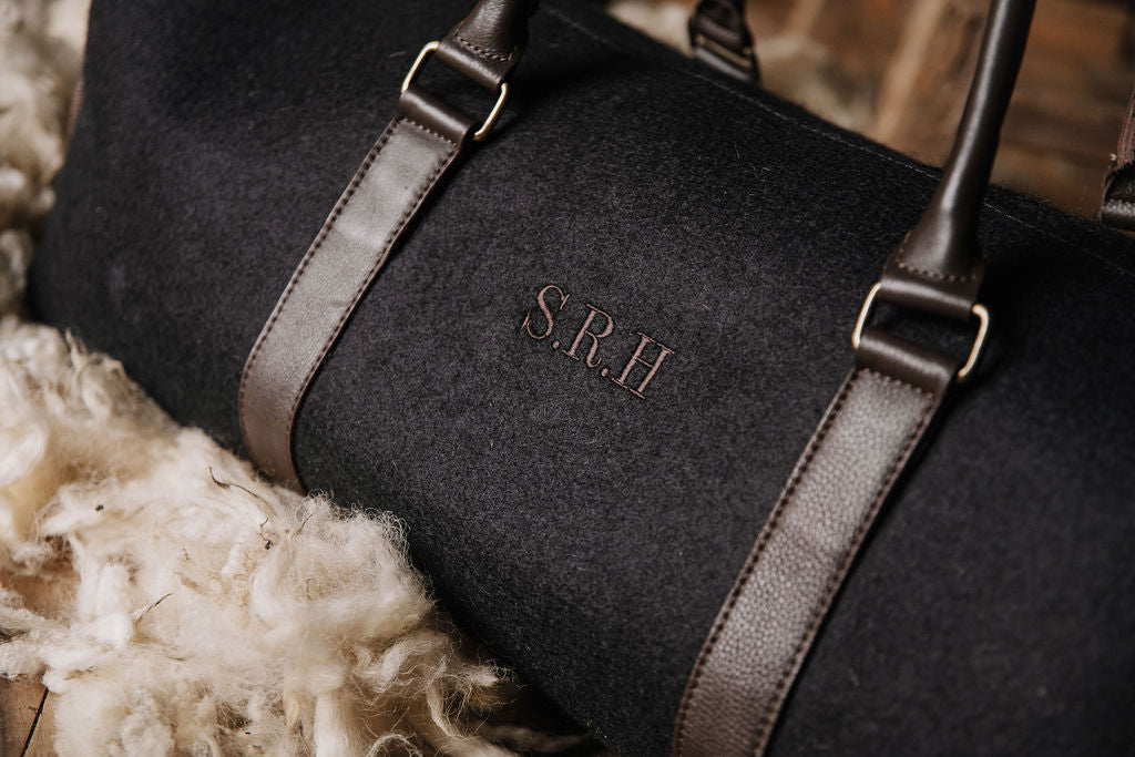 the honest wolf weekender midnight brown lifestyle embroidery