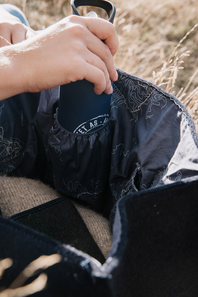 honest wolf black wool everyday tote bag lifestyle
