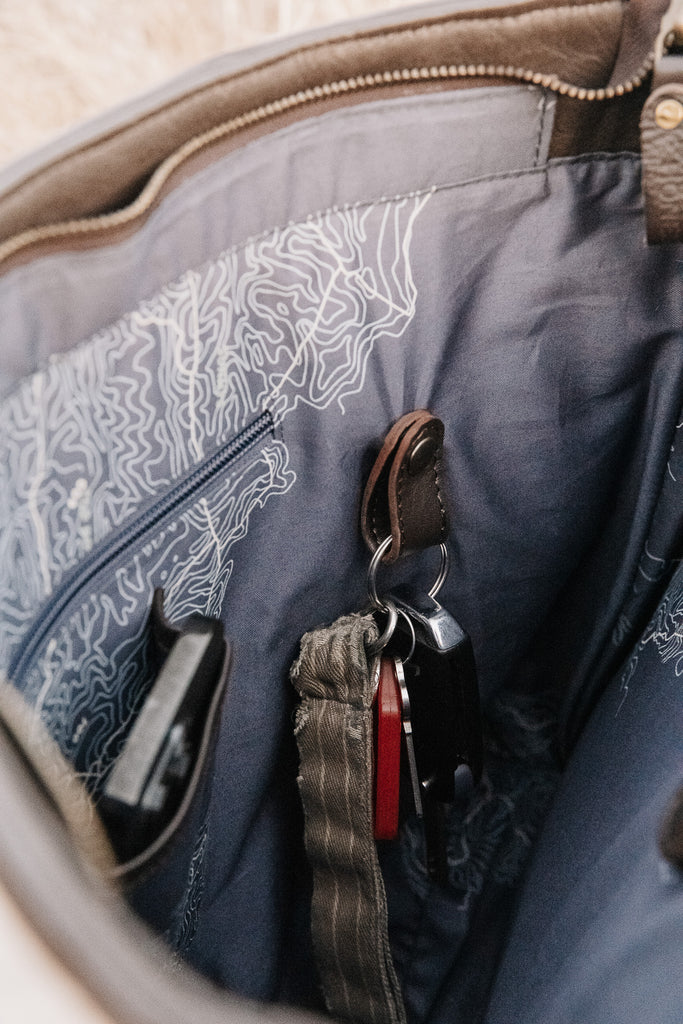 Honest Wolf wool mini tote bag in taupe lifestyle