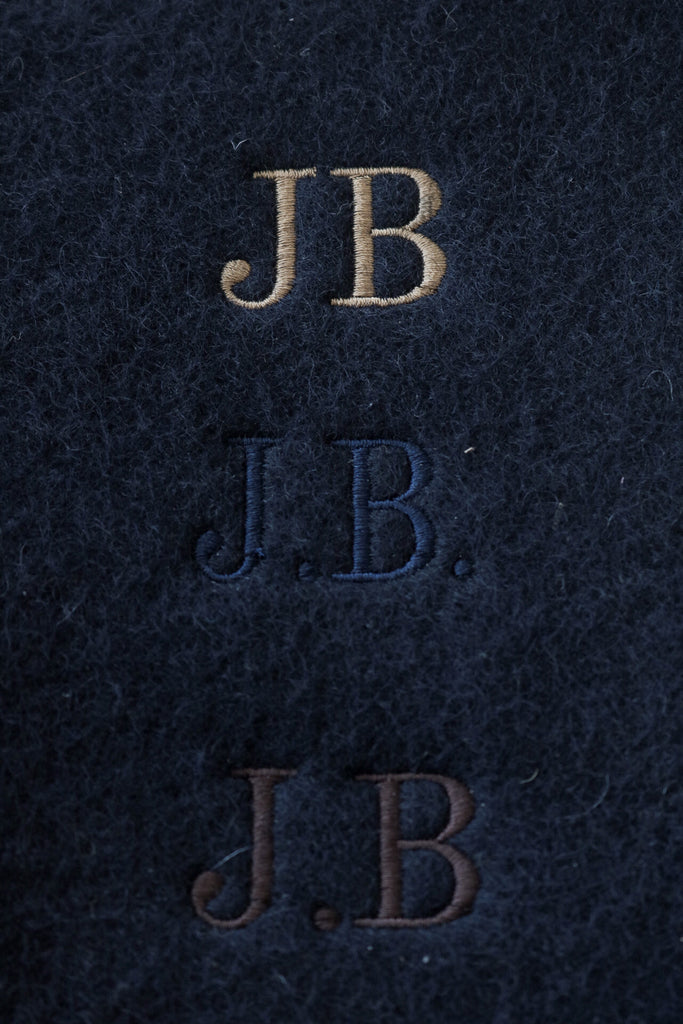 Honest wolf navy felt embroidery