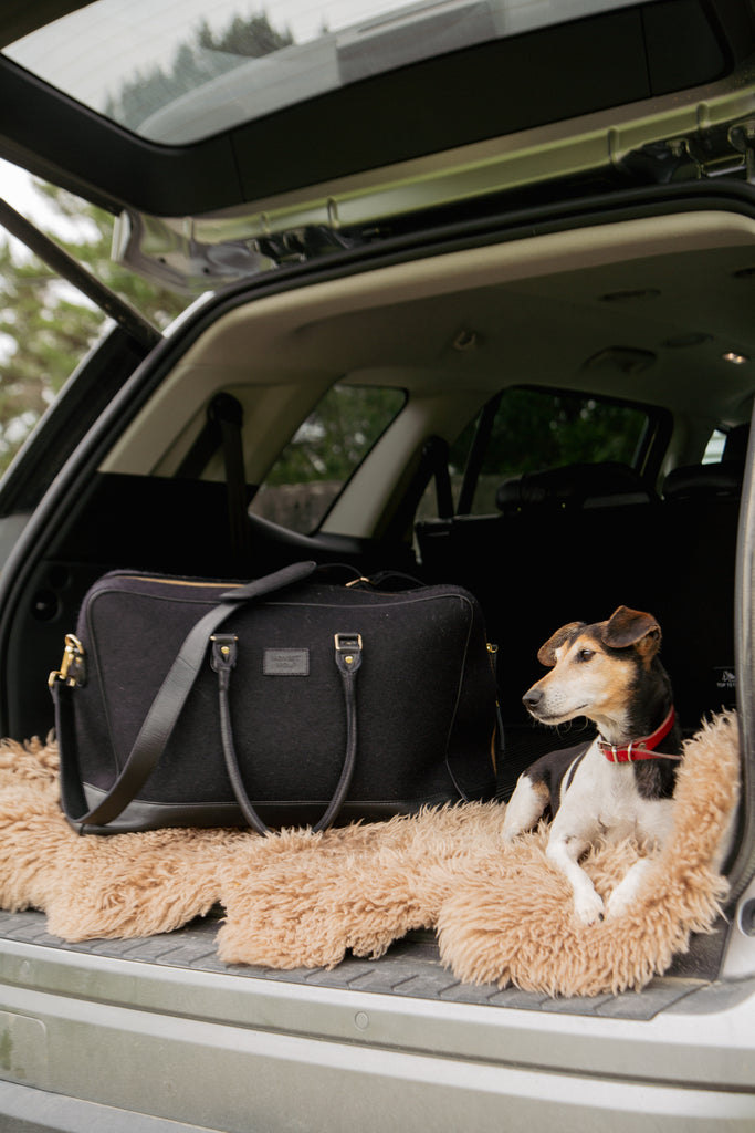 honest wolf black wool duffle overnight bag lifestyle