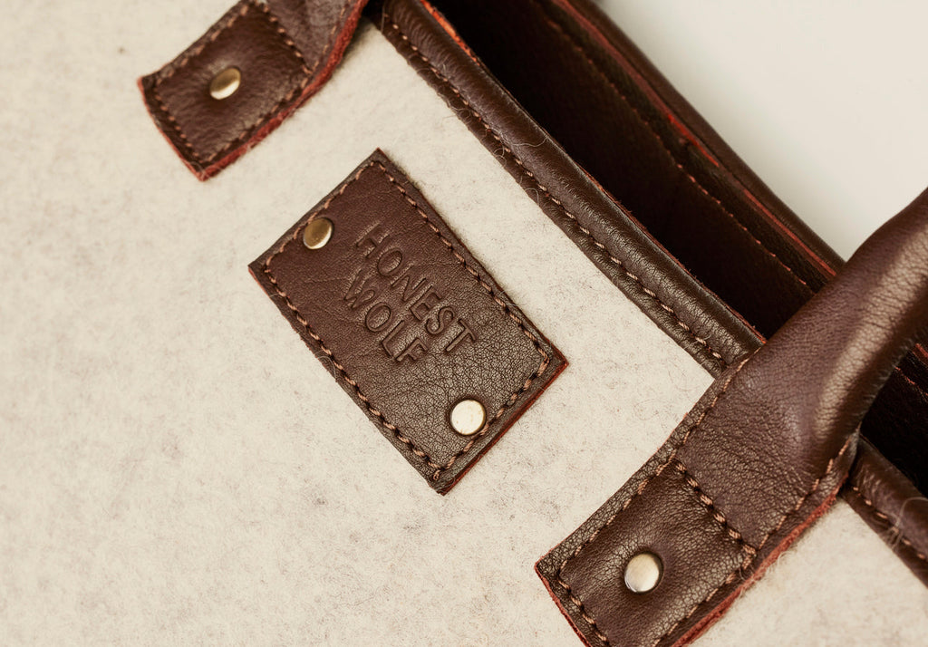 Honest Wolf wool mini tote bag in taupe product