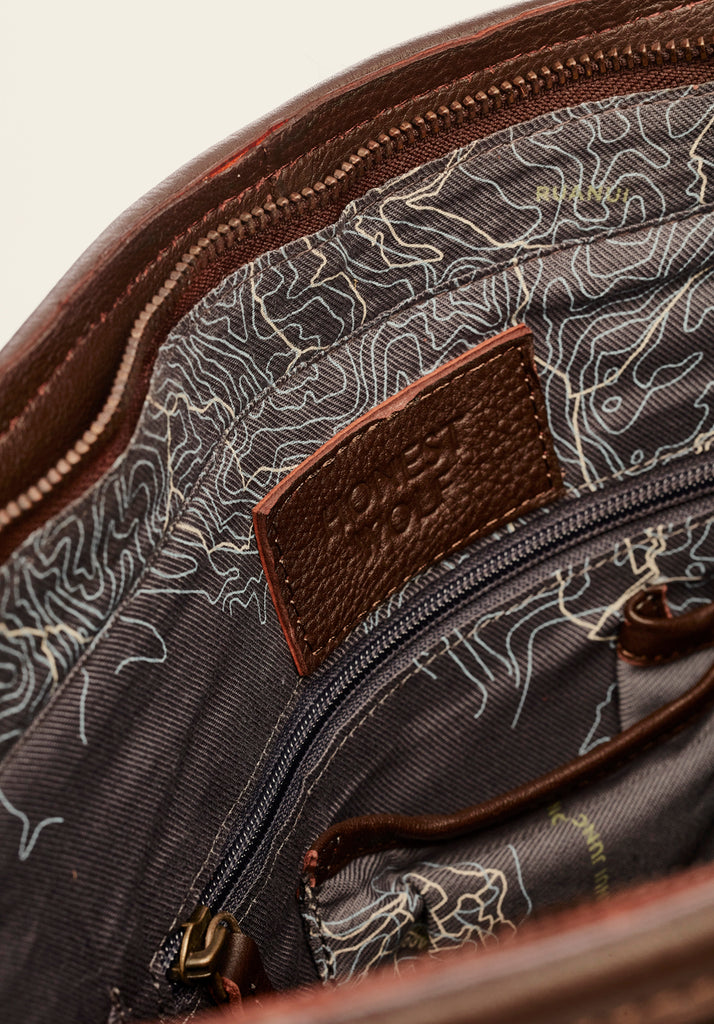 Honest Wolf wool mini tote bag in midnight brown product