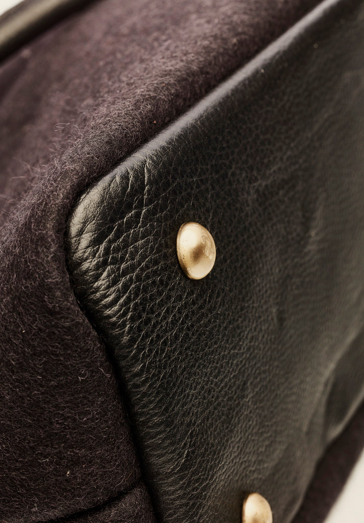 Honest Wolf wool mini tote bag in midnight black product