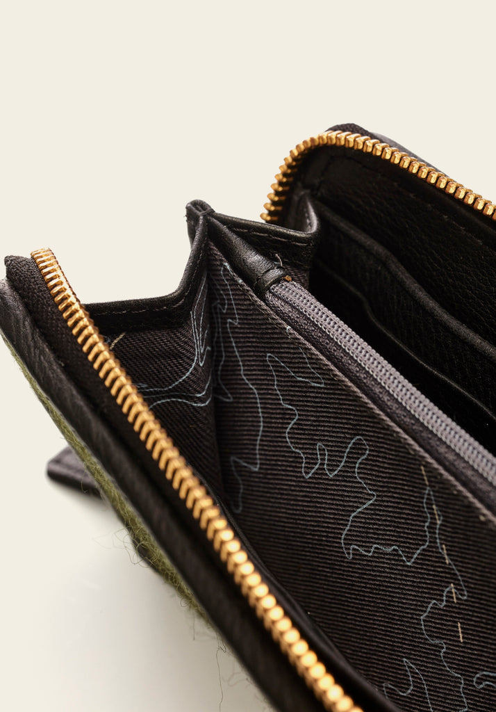 honest wolf Zip Wallet  inside view with compartments product