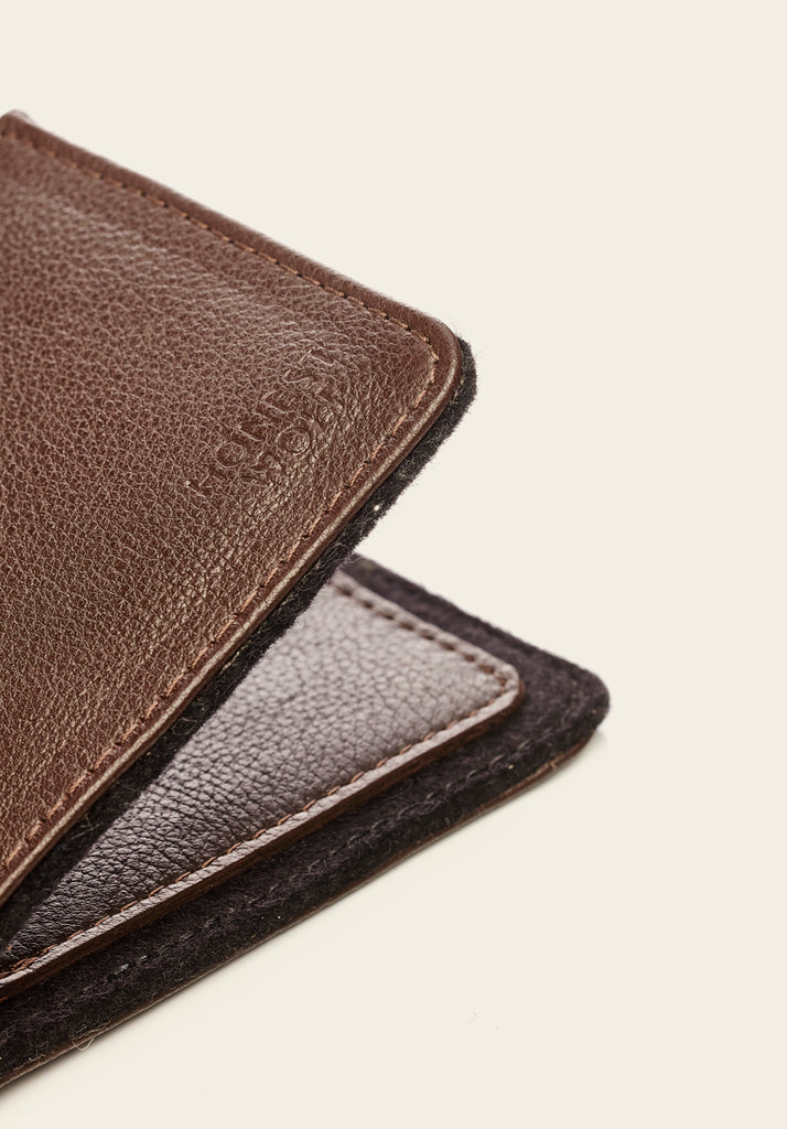 Honest Wolf wool and leather mens billfold wallet brown product