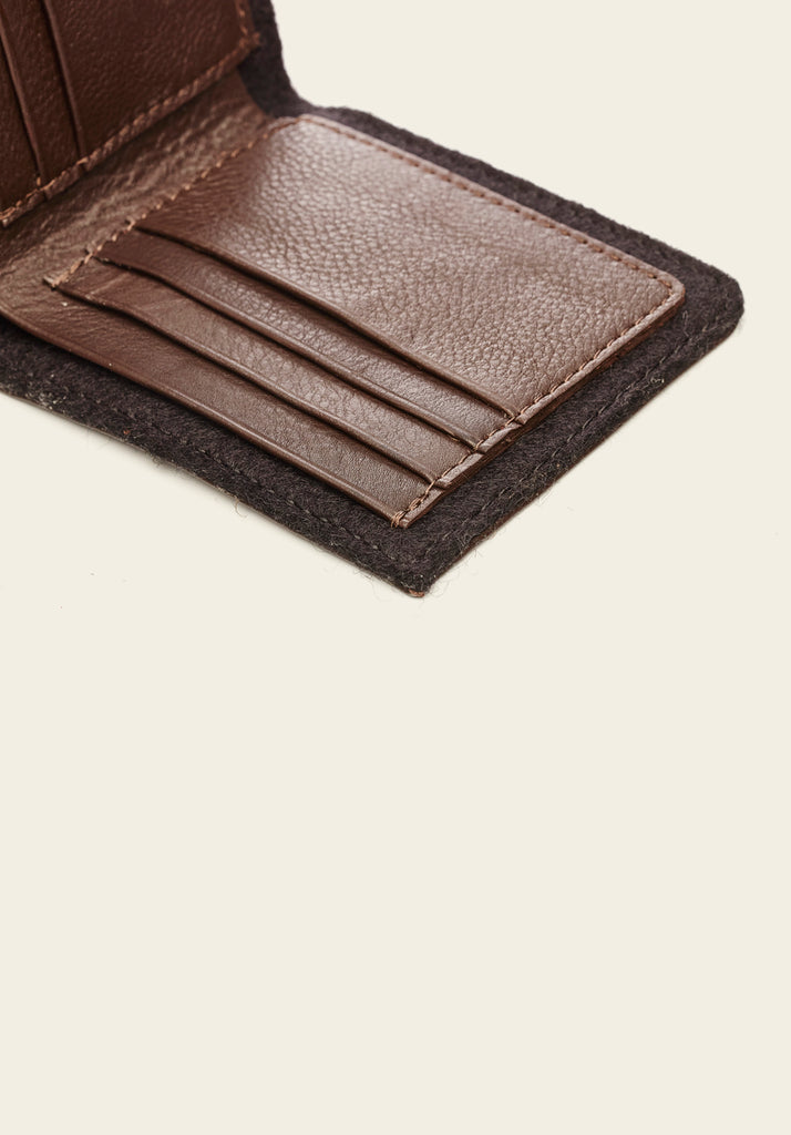 Honest Wolf wool and leather mens billfold wallet brown product