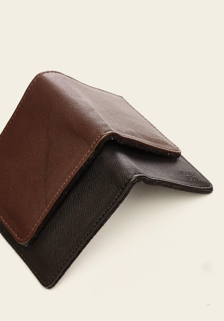 Honest Wolf wool and leather mens billfold wallet black and brown product