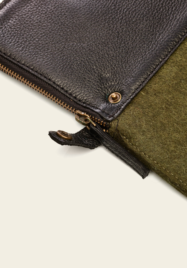 Honest wolf wool laptop sleeve forest green product