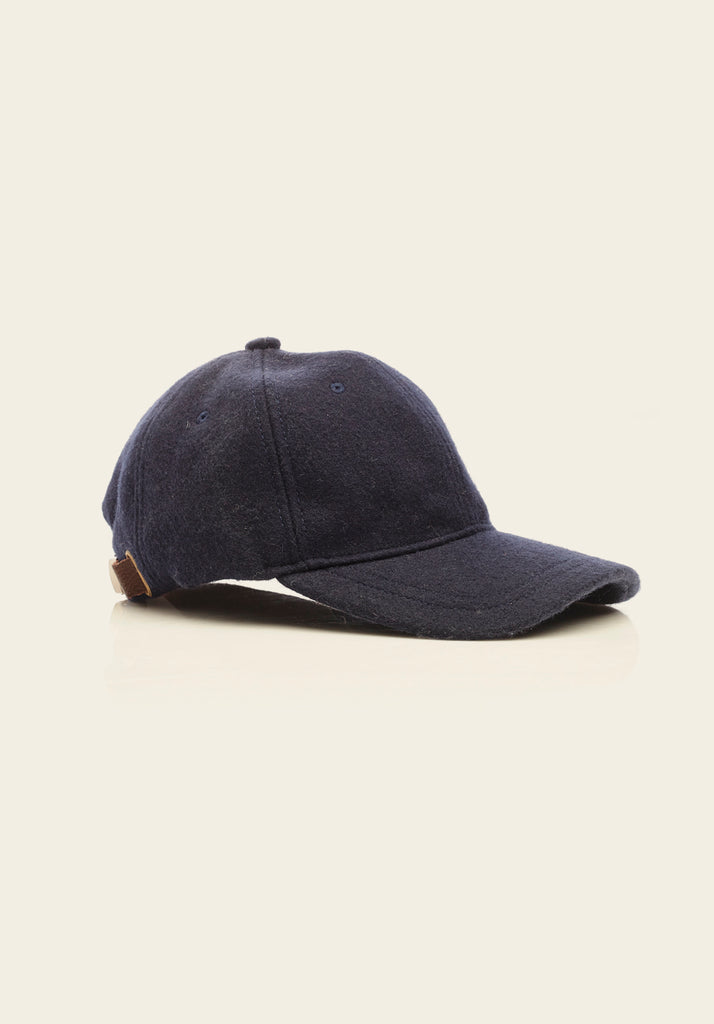 The Wool Cap - Classic Navy - View of cap side on