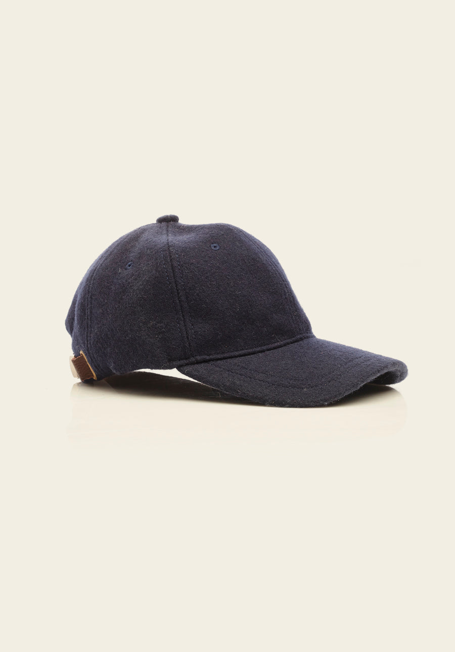The Wool Cap - Classic Navy - View of cap side on