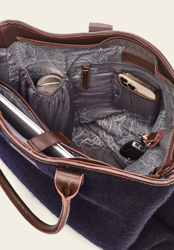 honest wolf navy wool mini tote bag product