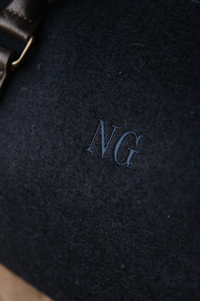 honest wolf embroidery navy felt