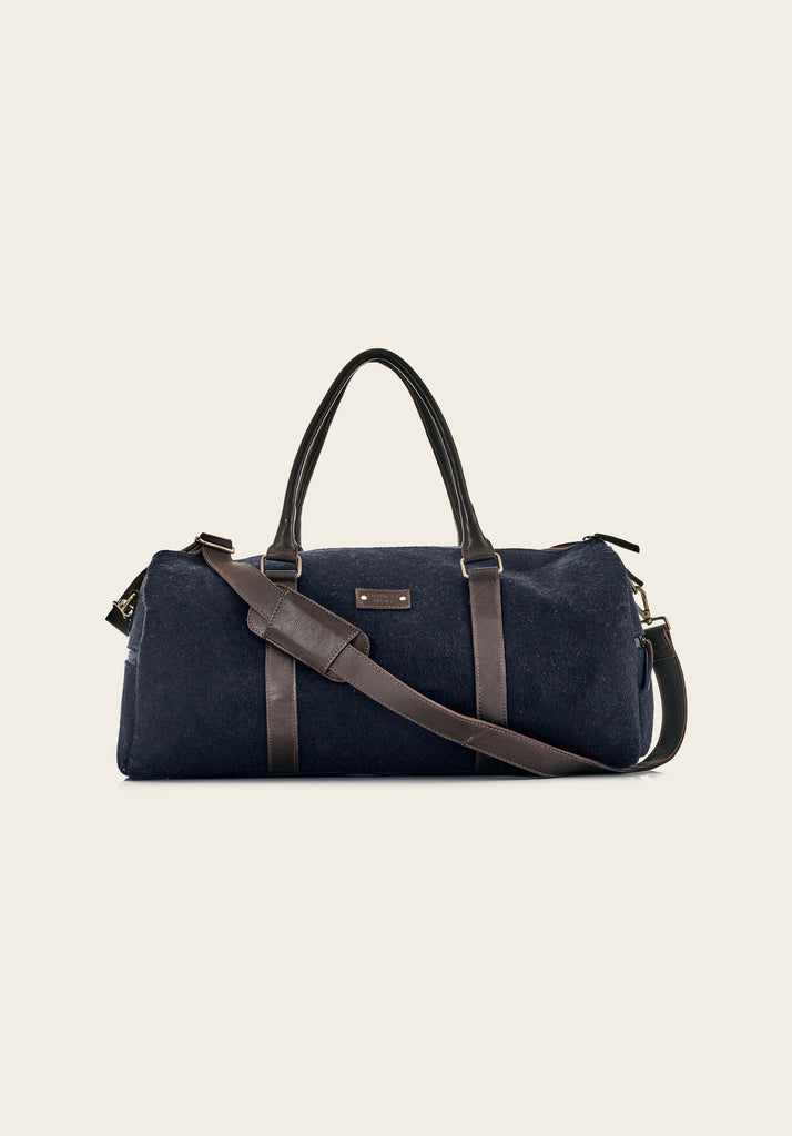 Honest wolf navy wool overnight bag product 
