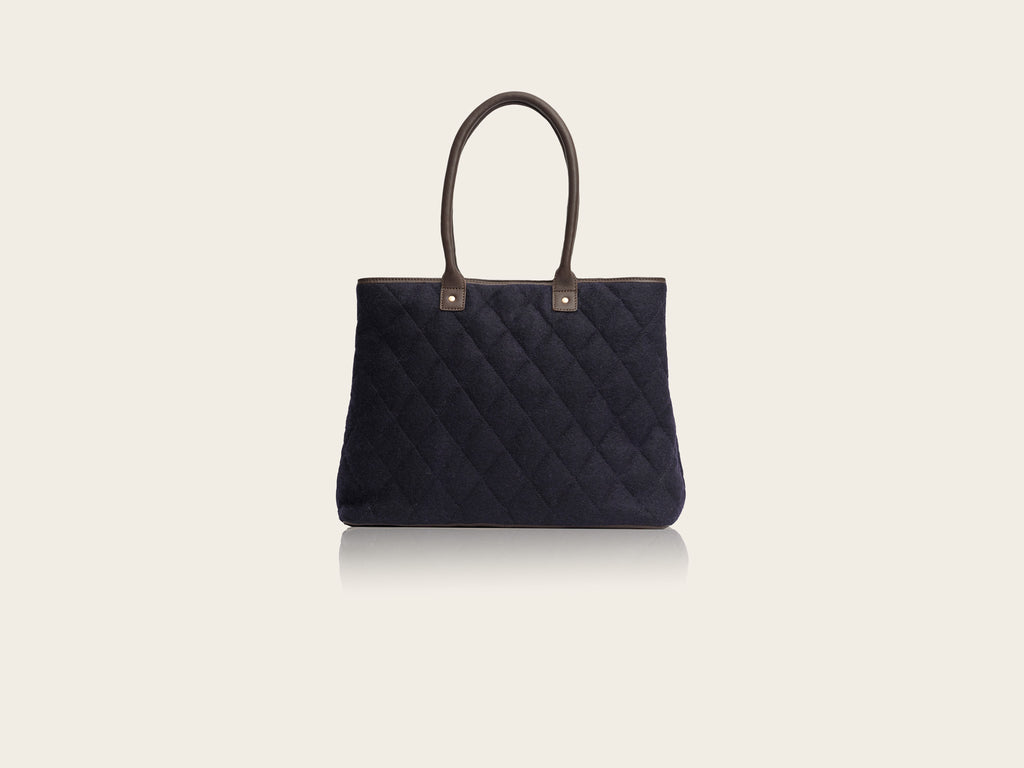 honest wolf wool navy quilted tote bag  product