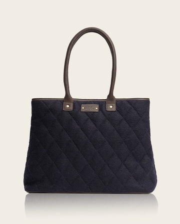 honest wolf wool navy quilted tote bag  product