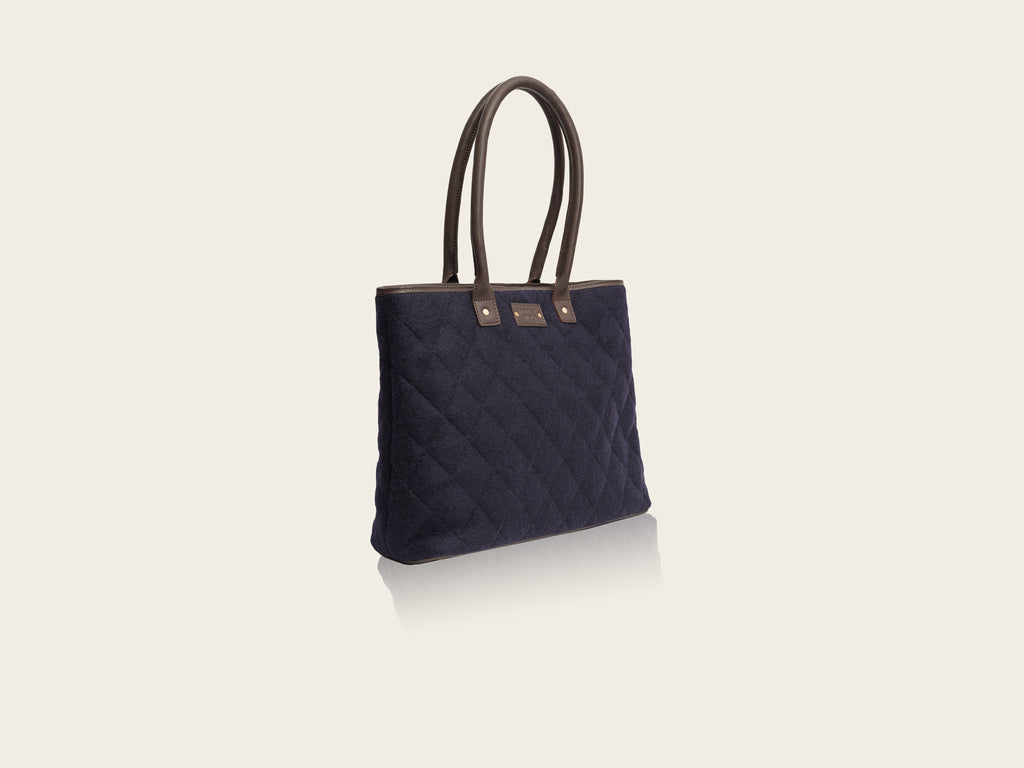 honest wolf wool navy quilted tote bag  product