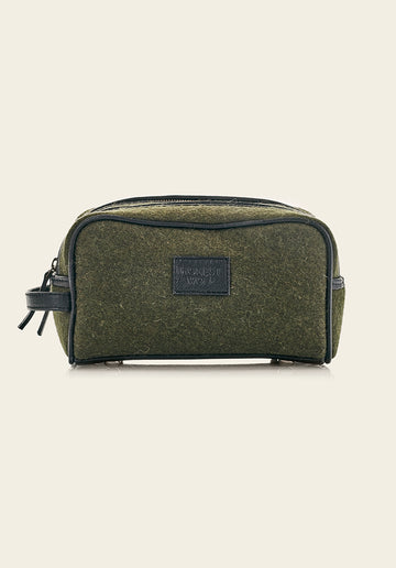 The Wash Bag - Forest Green - Side view of bag